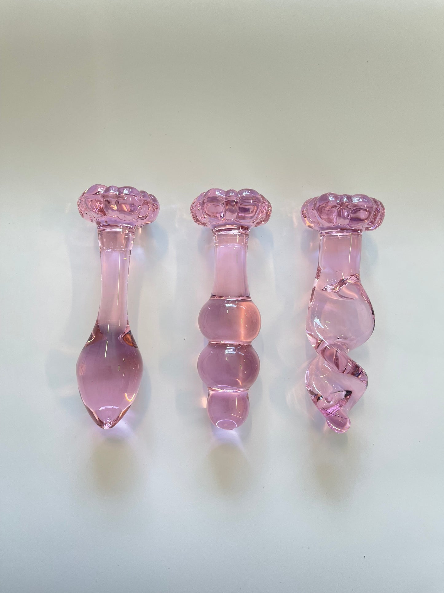 Kawaii Pink Flower Lily Anal Plug/ Adult toys travel kits/ Hand-made Glass Anal Toys