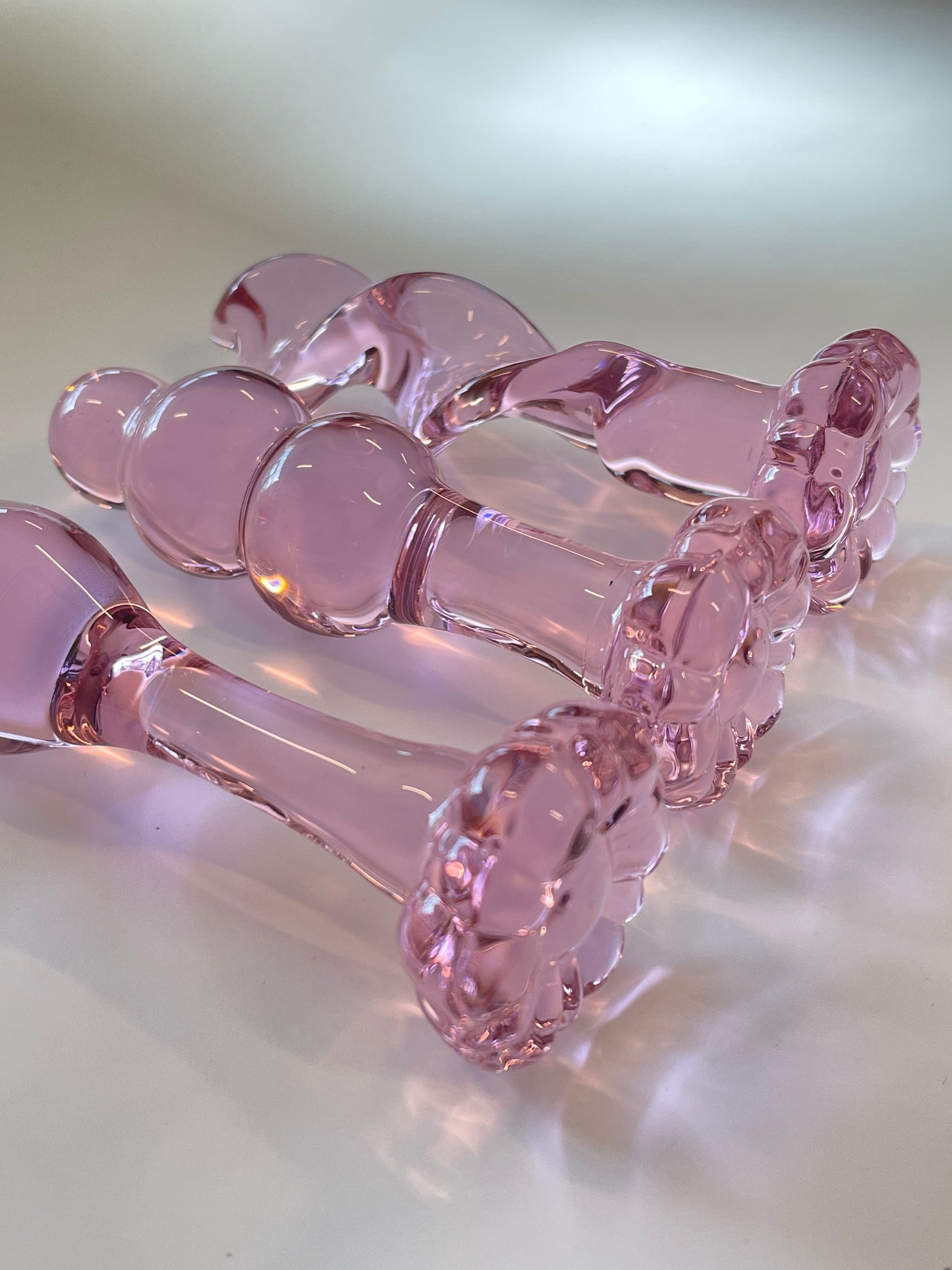 Kawaii Pink Flower Lily Anal Plug/ Adult toys travel kits/ Hand-made Glass Anal Toys