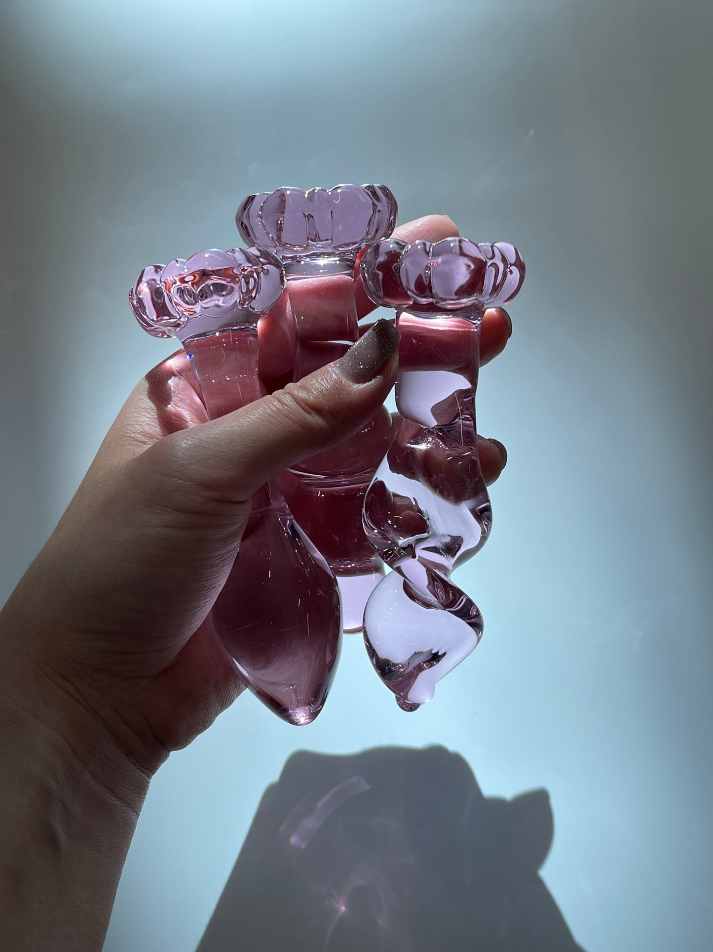 Kawaii Pink Flower Lily Anal Plug/ Adult toys travel kits/ Hand-made Glass Anal Toys