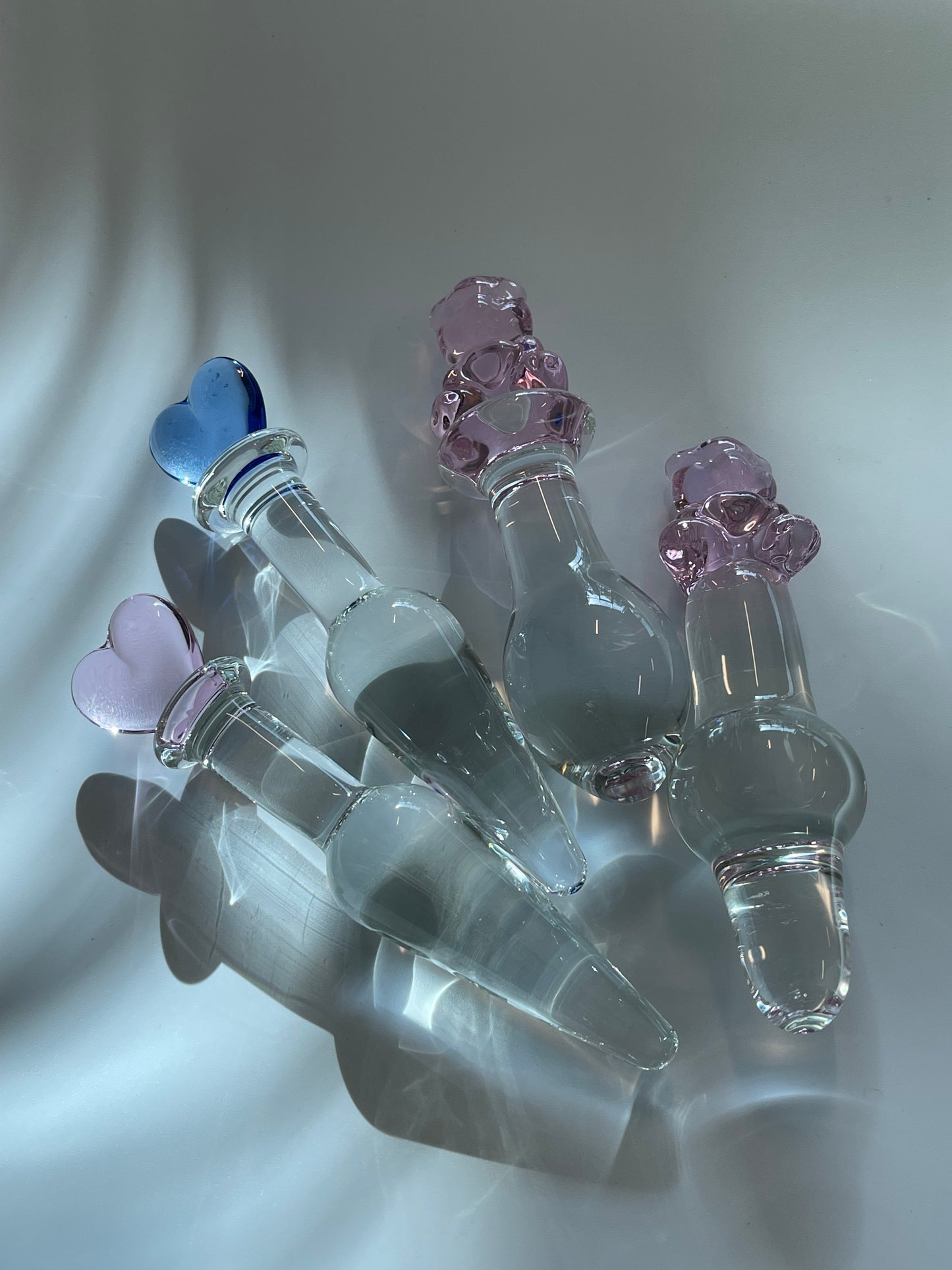 Kawaii Heart Shape Glass Anal Plug/ Teddy Bear Adult Toys Travel kits/ Cute Anal Toys