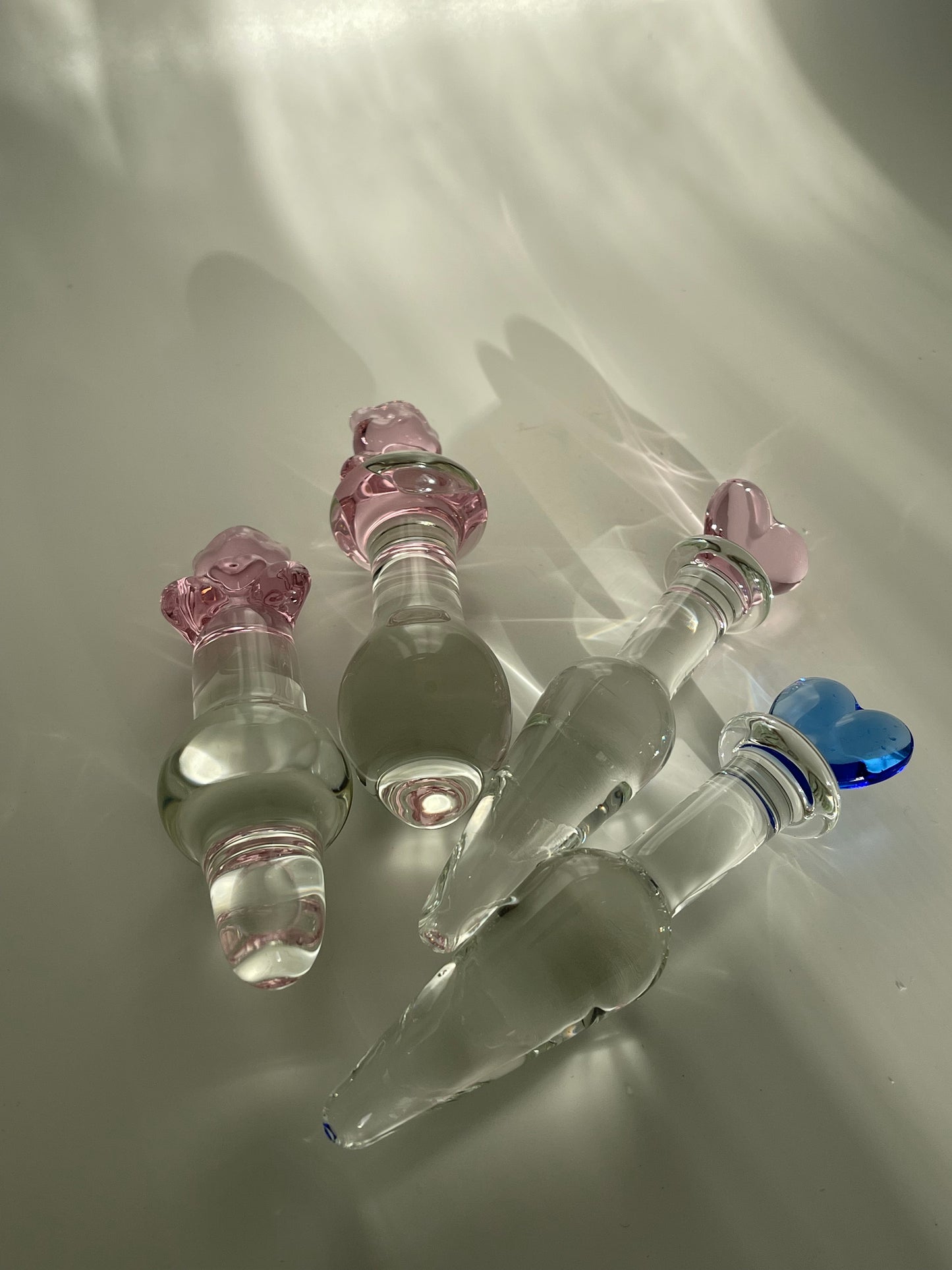 Kawaii Heart Shape Glass Anal Plug/ Teddy Bear Adult Toys Travel kits/ Cute Anal Toys
