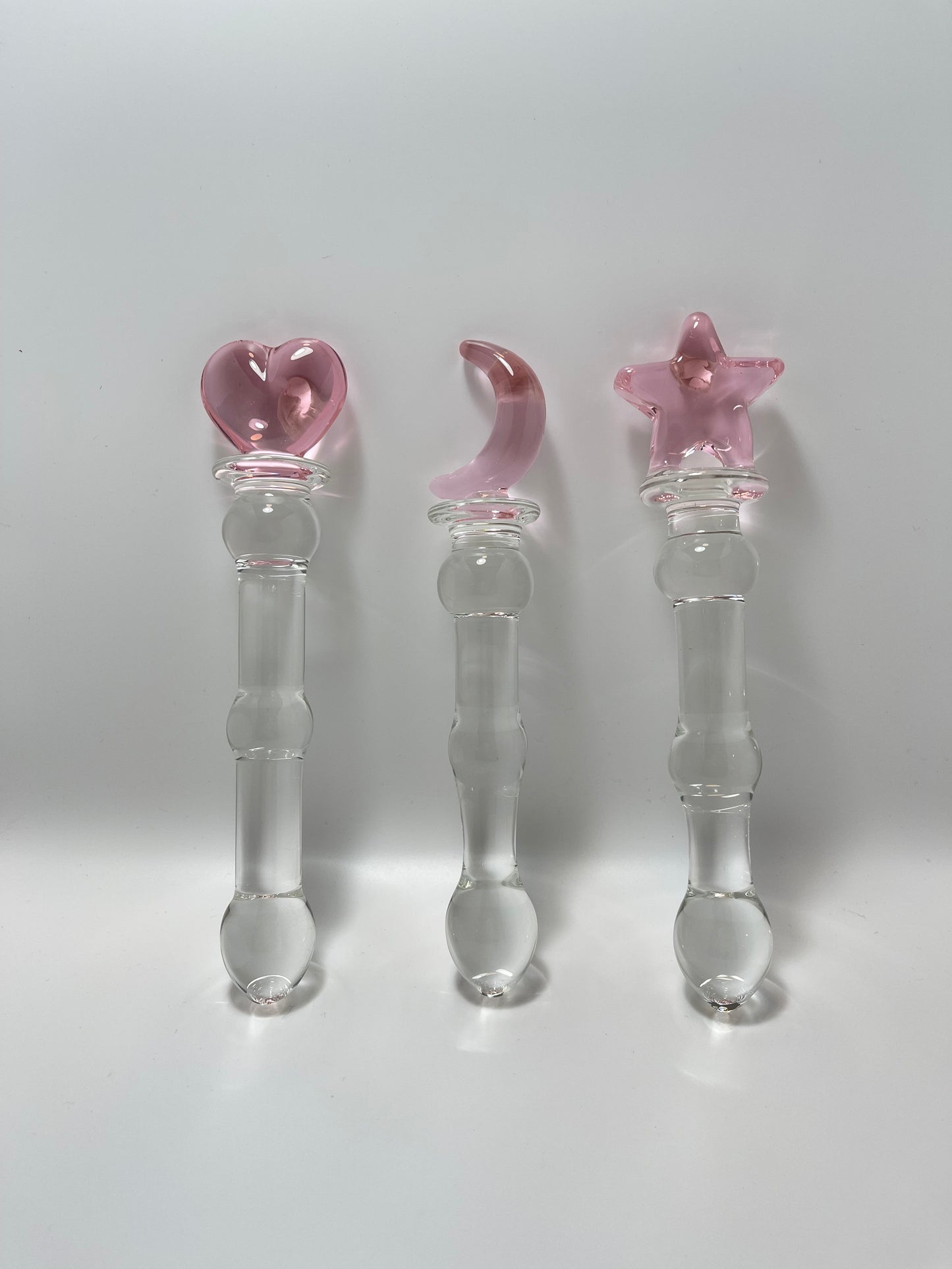 Crystal Glass Massage Wand Glass Dildo/ Pink Crystal Butt Plug for beginner