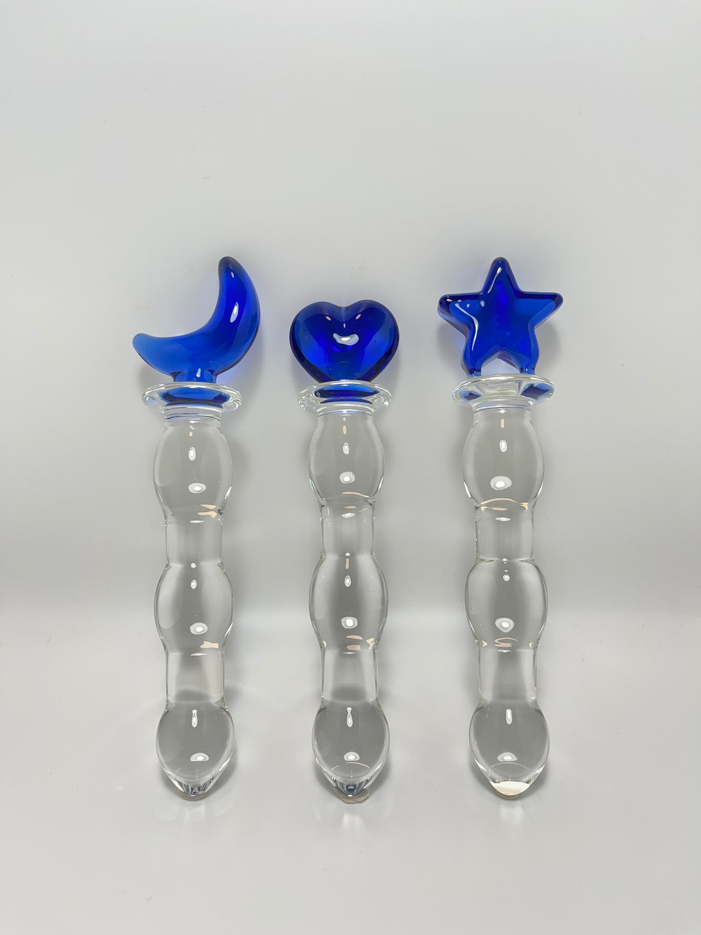 Large Crystal Glass Massage Wand/ Blue Glass Dildo Butt Plug
