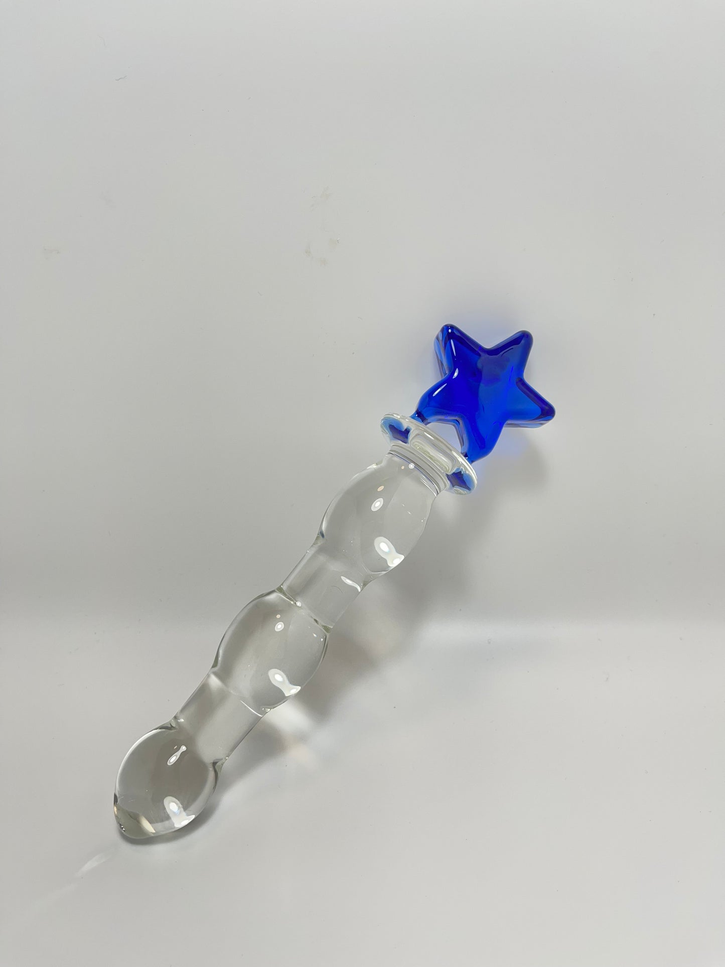 Large Crystal Glass Massage Wand/ Blue Glass Dildo Butt Plug