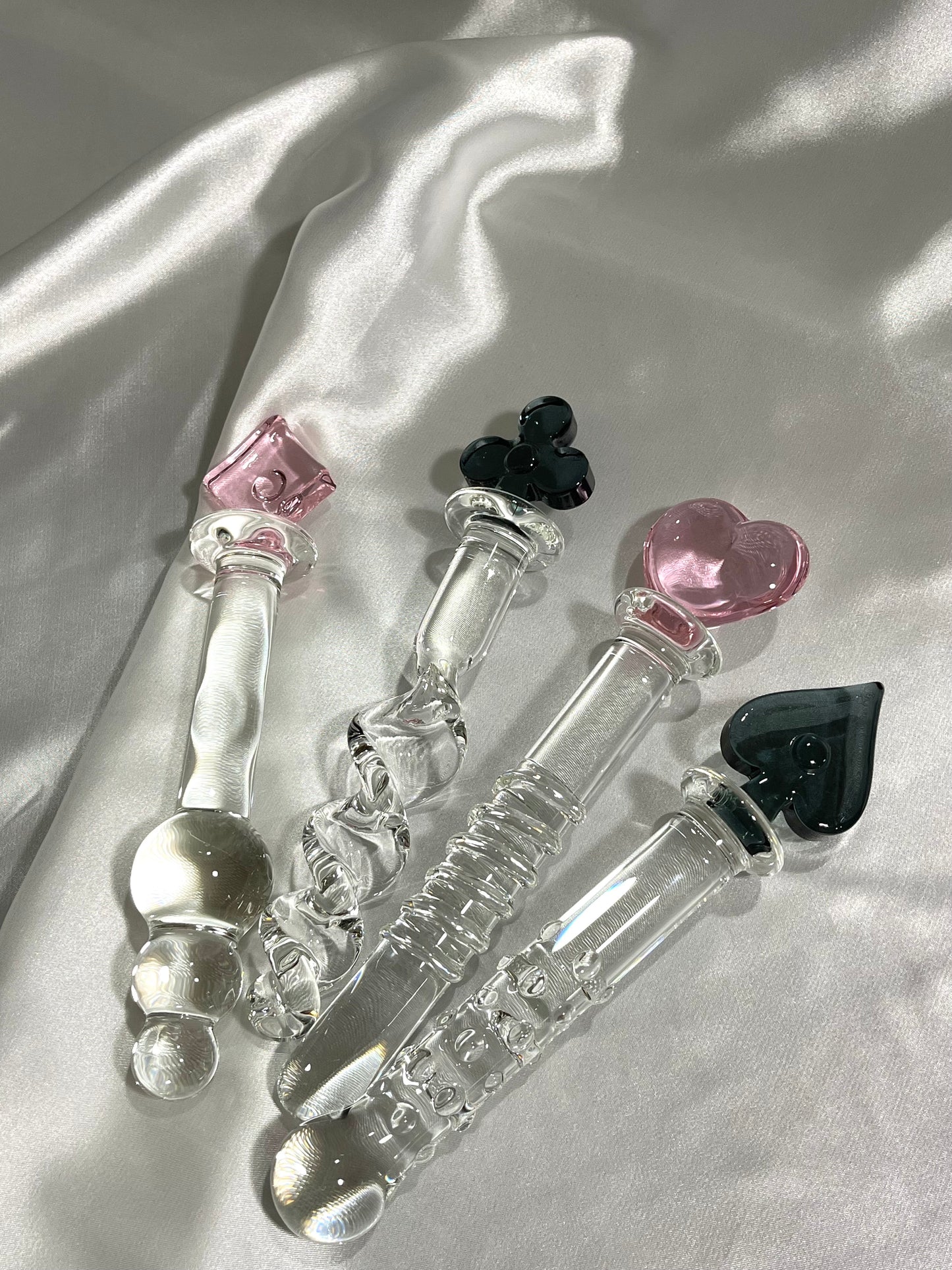 Poker Crystal Glass Wand/ Kawaii Glass Dildo for women/ diamond/heart/club/spade