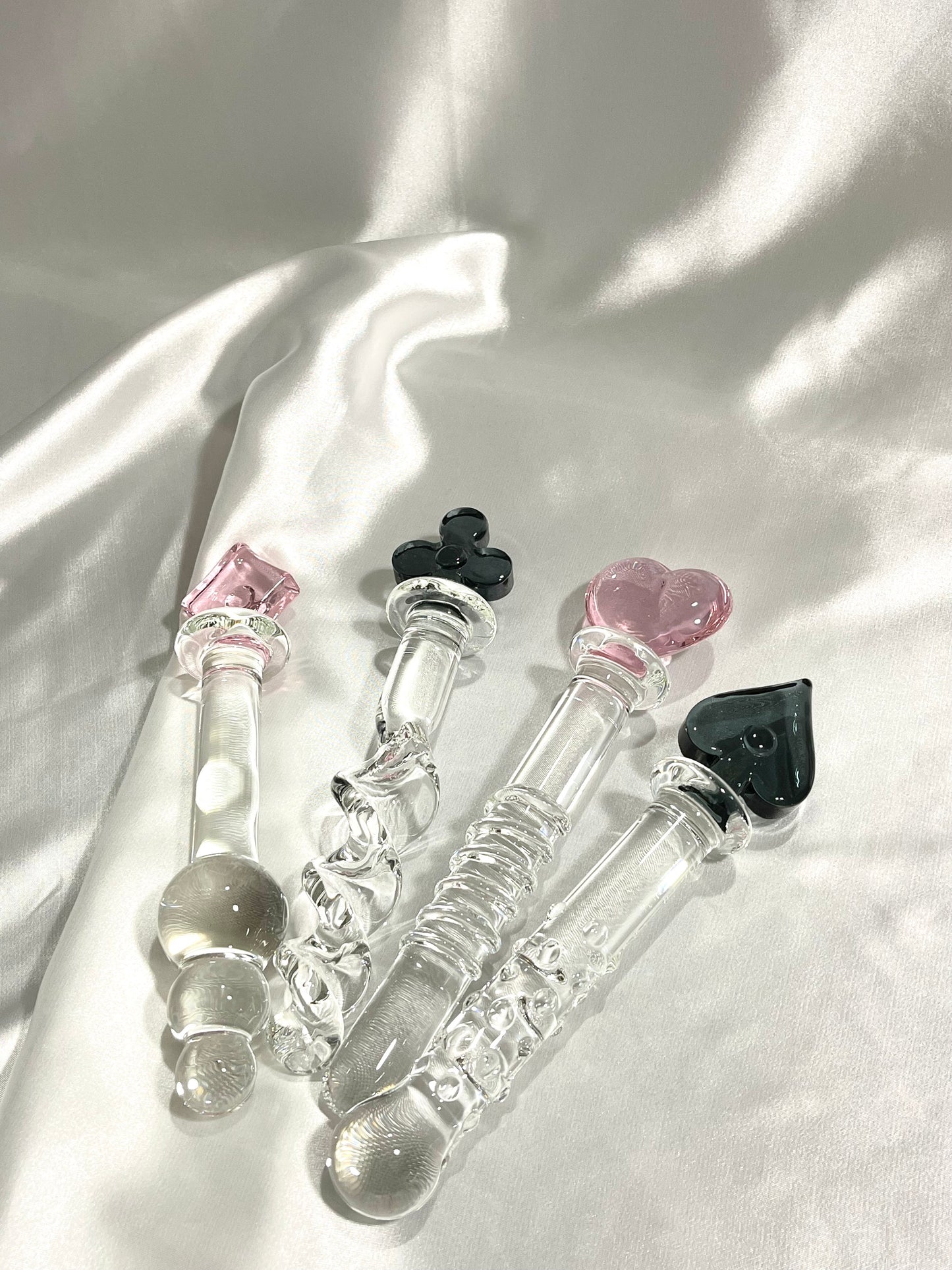 Poker Crystal Glass Wand/ Kawaii Glass Dildo for women/ diamond/heart/club/spade