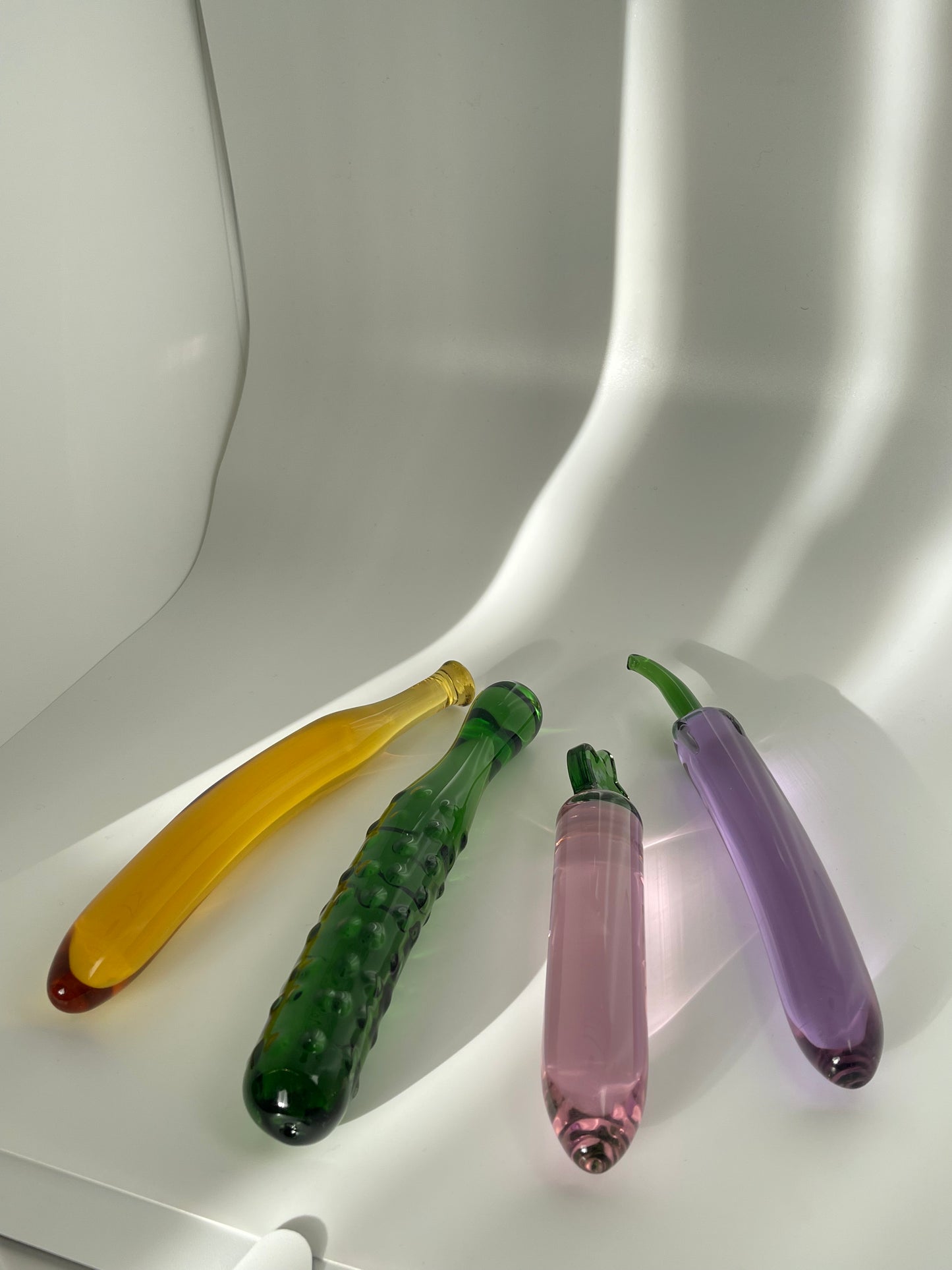 Kawaii Vegetable Crystal Glass Dildo / Veggie Anal Plug/ Fruit Dildo/ eggplant/ banana/ cucumber/radish